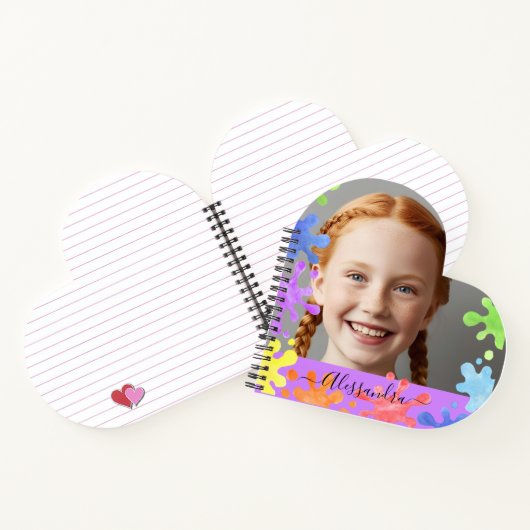 Editable Pastel Splash cute Custom Photo Frame Notizblock (Innenseite)