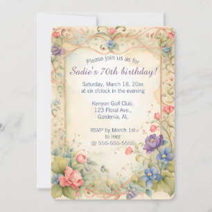 Editable Pastel Trellis Reben und Rose Einladung