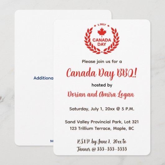 Editable Patriotic Canada Day Celebration Einladung (Vorne/Hinten)