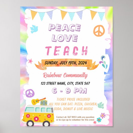 Editable Peace Liebe Teach Flyer Poster (Vorne)