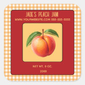Editable Peach Jam Quadratischer Aufkleber (Vorderseite)