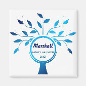 Editable Peacock Blue Tree Family Wiedersehen Magnet (Vorne)