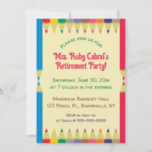 Editable Pencil Crayon Teachers Rente Party Einladung
