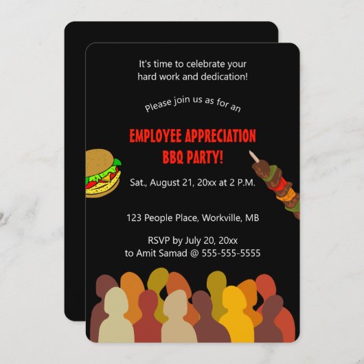Editable People Employee Appreciation GRILLEN Part Einladung (Vorne/Hinten)
