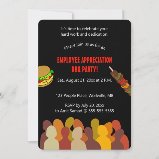 Editable People Employee Appreciation GRILLEN Part Einladung (Vorderseite)