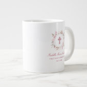 Editable Personalisiert First Communityrosa Floral Jumbo-Tasse (Vorderseite Rechts)
