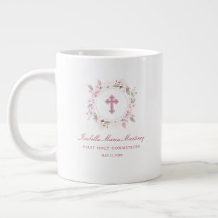 Editable Personalisiert First Communityrosa Floral Jumbo-Tasse