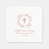 Editable Personalisiert First Communityrosa Floral Serviette (Vorderseite)