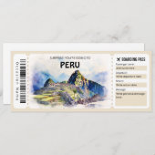 Editable Peru Flugzeug Boarding Pass Einladung (Vorne/Hinten)