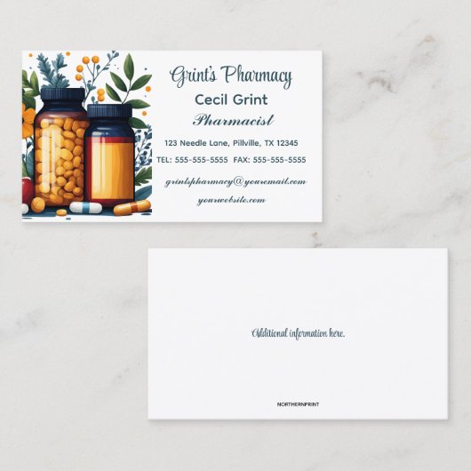 Editable Pharmacist Visitenkarte (Vorne/Hinten)