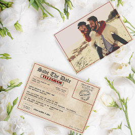 Editable Photo Rustic old fashioned wedding Save The Date