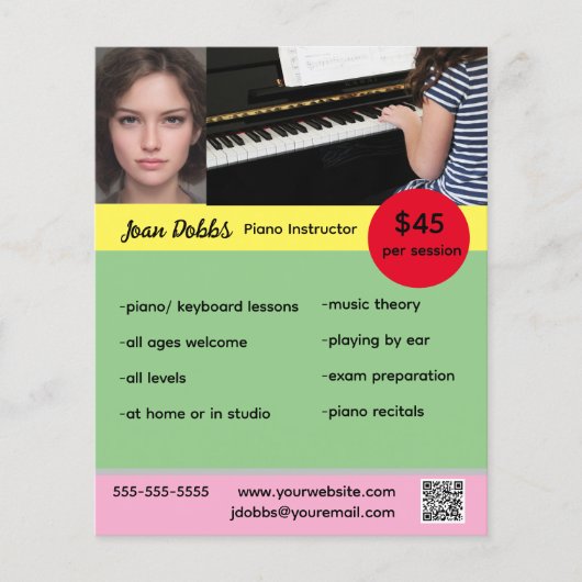 Editable Piano Instructor Flyer (Vorne)