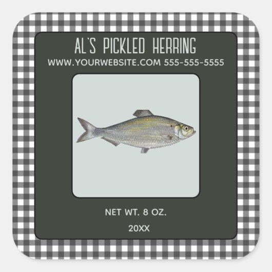 Editable Pickled Herring Quadratischer Aufkleber (Vorderseite)