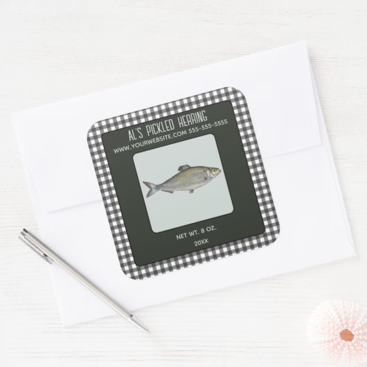 Editable Pickled Herring Quadratischer Aufkleber (Umschlag)
