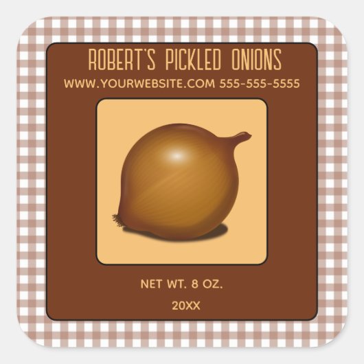 Editable Pickled Onions Quadratischer Aufkleber (Vorderseite)