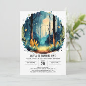 Editable Pine Adventure Woodland Birthday Einladung (Stehend Vorderseite)