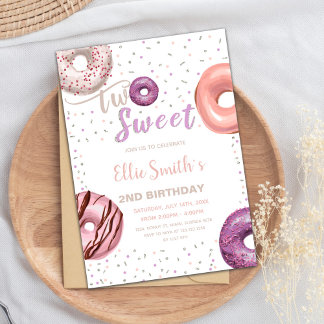 Editable Pink 2. Geburtstag Party Einladung