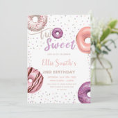 Editable Pink 2. Geburtstag Party Einladung (Stehend Vorderseite)