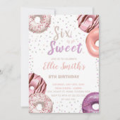 Editable Pink 6. Geburtstagsparty Einladung (Vorderseite)