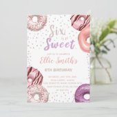 Editable Pink 6. Geburtstagsparty Einladung (Stehend Vorderseite)