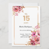 Editable Pink and Gold Quinceañera Invitation Einladung (Vorderseite)