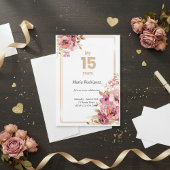 Editable Pink and Gold Quinceañera Invitation Einladung