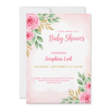Editable Pink Baby Shower Card für Mädchen