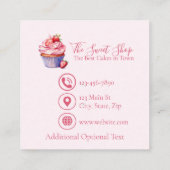 Editable Pink Bakery Business Card | 2.5" Square Telefonnummerkarte (Rückseite)