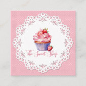Editable Pink Bakery Business Card | 2.5" Square Telefonnummerkarte (Vorderseite)