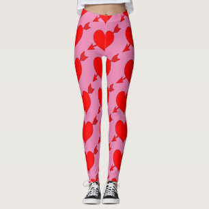 Editable Pink Be my Valentine Red Heart Leggings