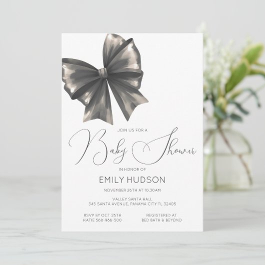 Editable Pink Bow Coquette Einladung (Stehend Vorderseite)