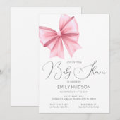 Editable Pink Bow Coquette Einladung (Vorne/Hinten)