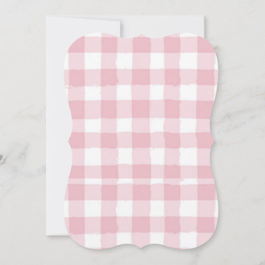 EDITABLE Pink Bow Gingham Baby Dusche Einladung (Rückseite)