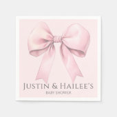 Editable Pink Bow Girl Coquette Babydusche Serviette (Vorderseite)