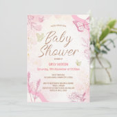 Editable Pink Butterfly Einladung (Stehend Vorderseite)