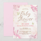 Editable Pink Butterfly Einladung (Vorne/Hinten)