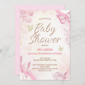 Editable Pink Butterfly Invitation Einladung (Vorne/Hinten)