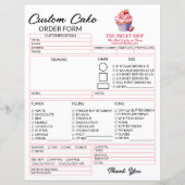Editable Pink Cake Order Form Template for Bakers (Vorderseite)