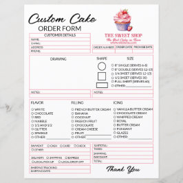 Editable Pink Cake Order Form Template for Bakers