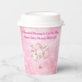 Editable Pink Chinoiserie Baby Shower Tableware Pappbecher (Vorderseite)