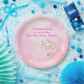 Editable Pink Chinoiserie Baby Shower Tableware Pappteller (Party)