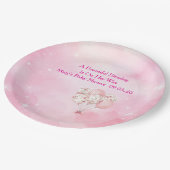 Editable Pink Chinoiserie Baby Shower Tableware Pappteller (Schrägansicht)