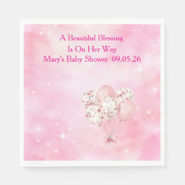 Editable Pink Chinoiserie Baby Shower Tableware Serviette