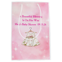 Editable Pink Chinoiserie Gift Bags Mittlere Geschenktüte