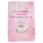 Editable Pink Chinoiserie Gift Bags Mittlere Geschenktüte (Rückseite)