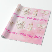 Editable Pink Chinoiserie Wrapping Paper Geschenkpapier (Ungerollt)
