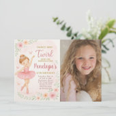 Editable Pink Dance Party Card for Little Girls Einladung (Stehend Vorderseite)