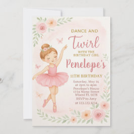 Editable Pink Dance Party Card for Little Girls Einladung