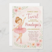 Editable Pink Dance Party Card for Little Girls Einladung (Vorne/Hinten)
