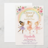 Editable Pink Dance Party Einladung für Girls (Vorne/Hinten)